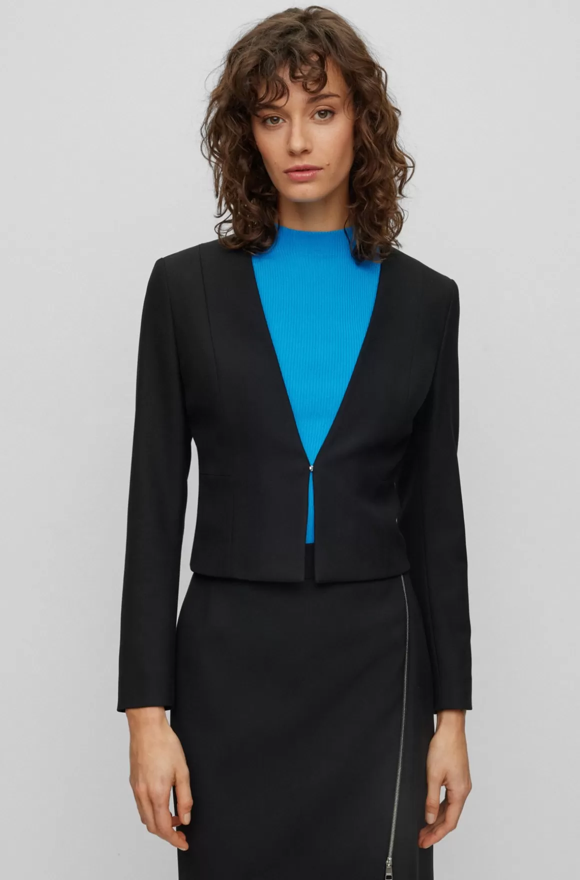 HUGO BOSS Afkortet Jakke Med Slim Fit I Stof Med Stræk