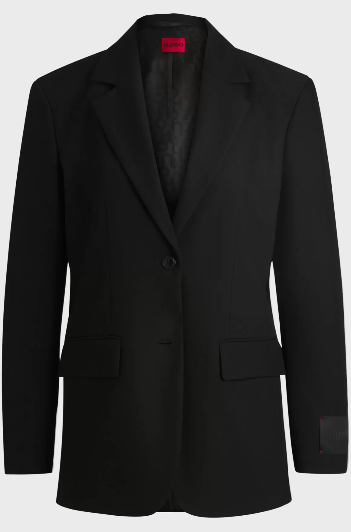 HUGO BOSS Blazer Med Regular Fit Og Hakrevers I Stof Med Stræk