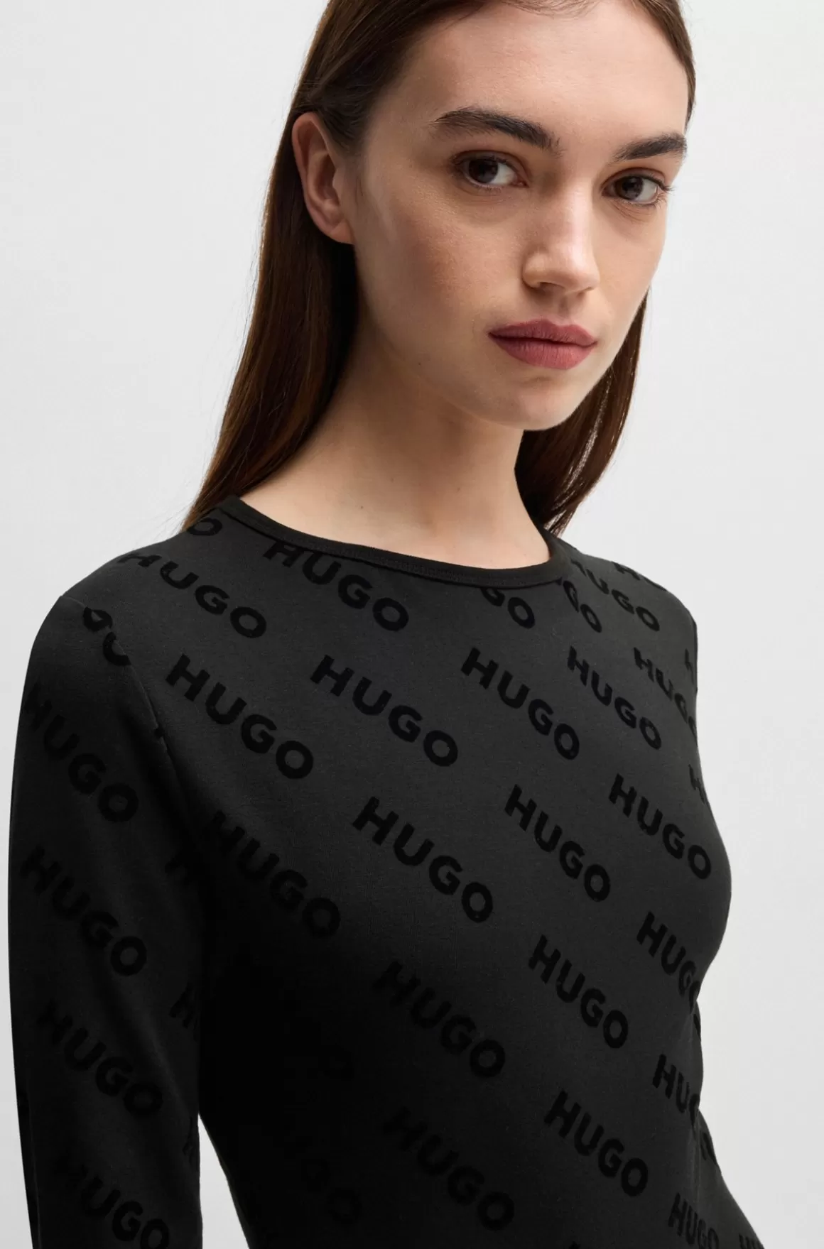 HUGO BOSS Bodysuit I Jersey Med Stræk Og Logo Med Velouragtig Overflade