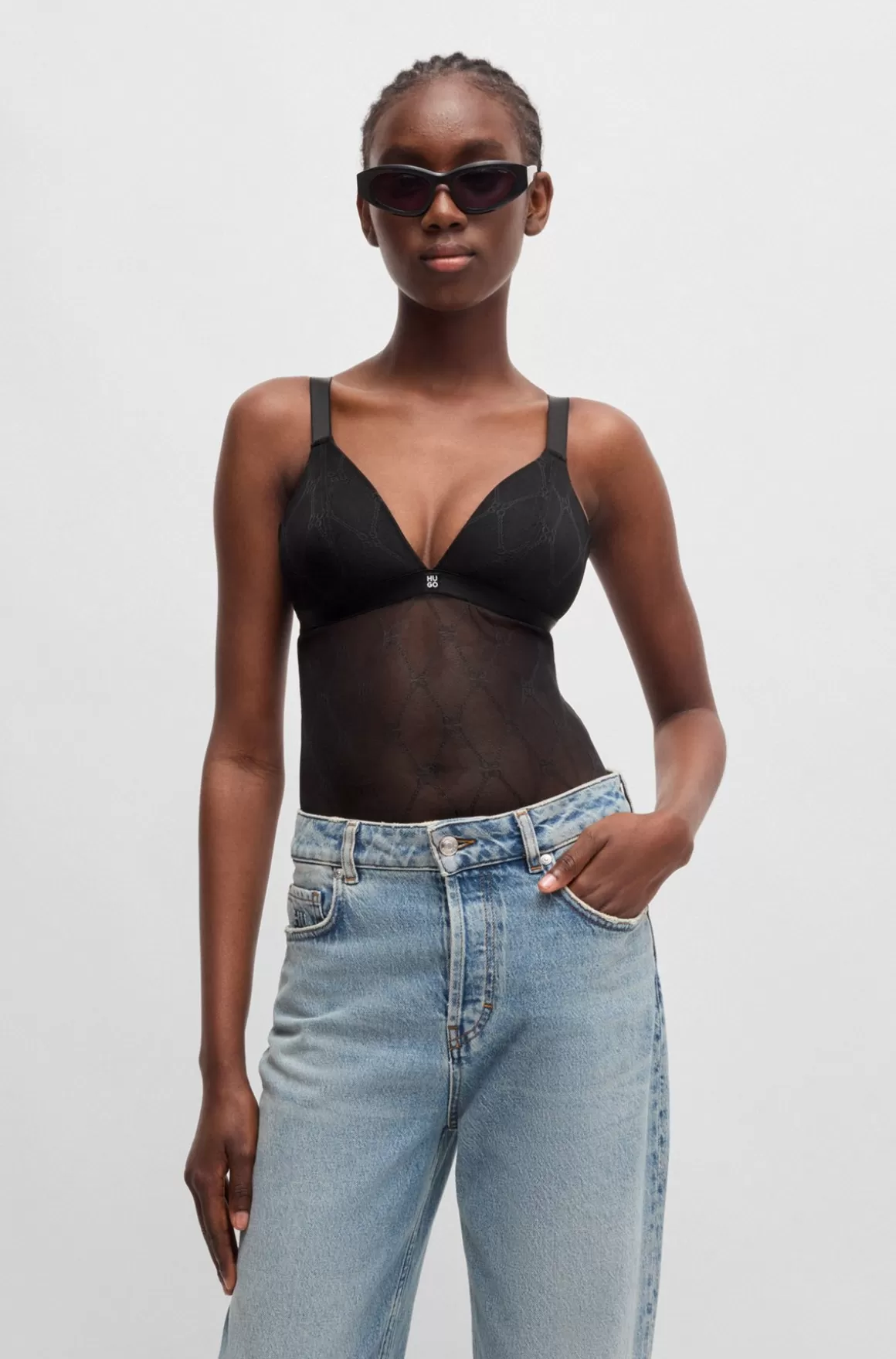 HUGO BOSS Bodysuit Med Kædemønster Og Polstring