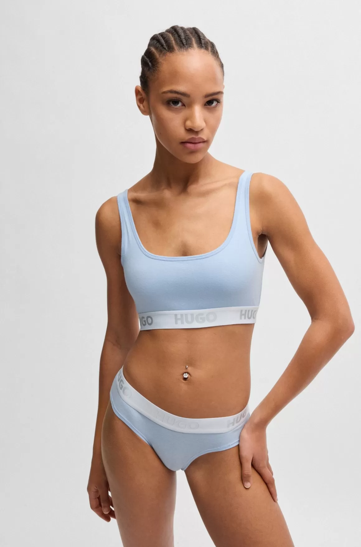 HUGO BOSS Bralette I Bomuld Med Stræk Og Kontrastfarvet Logobånd
