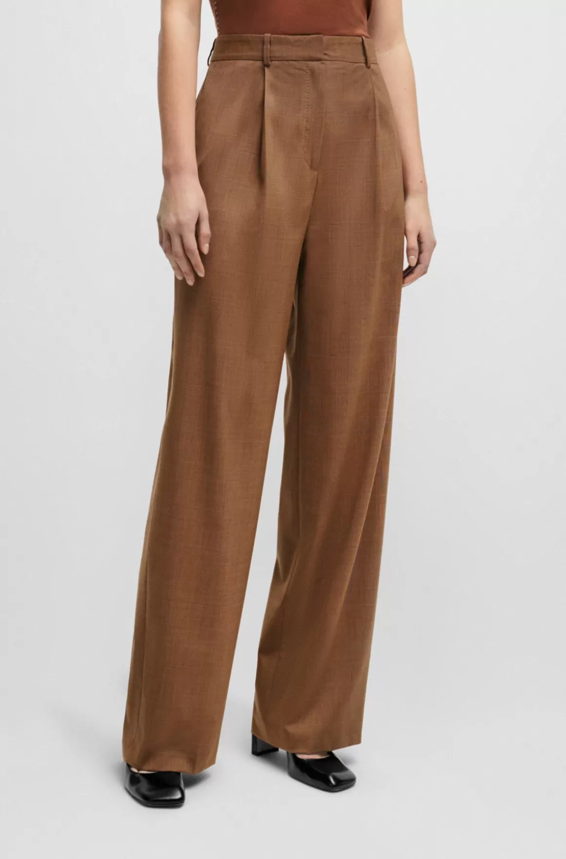 HUGO BOSS Bukser I Regular Fit I Ternet Ny Uld Og Silke