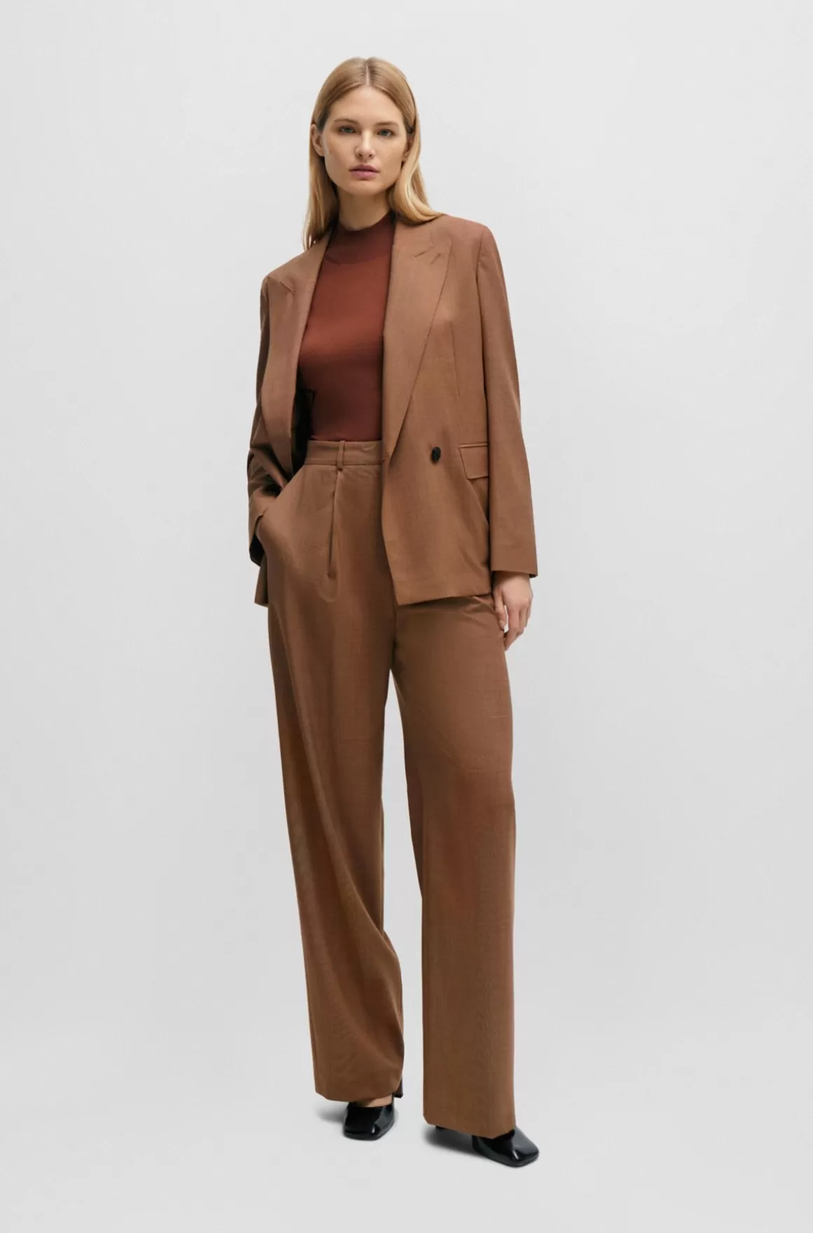 HUGO BOSS Bukser I Regular Fit I Ternet Ny Uld Og Silke