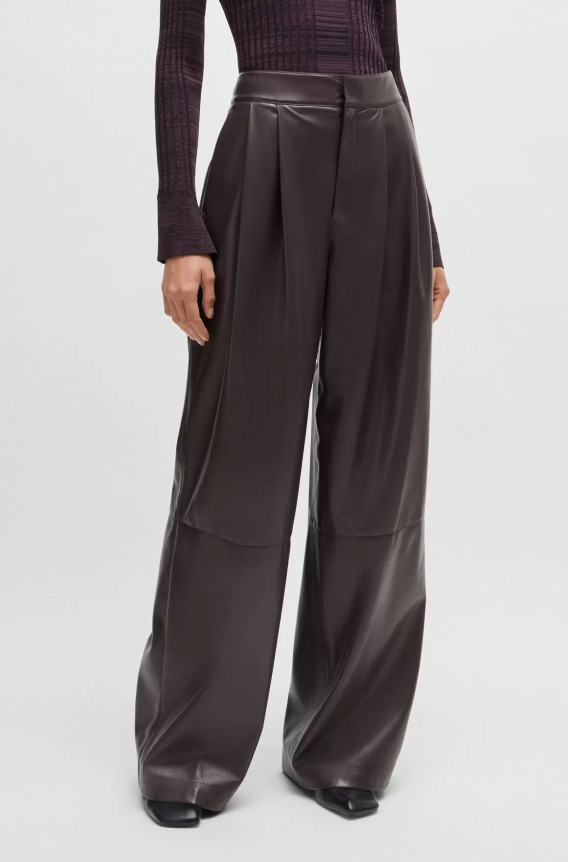 HUGO BOSS Bukser Med Læg I Imiteret Læder Med Relaxed Fit