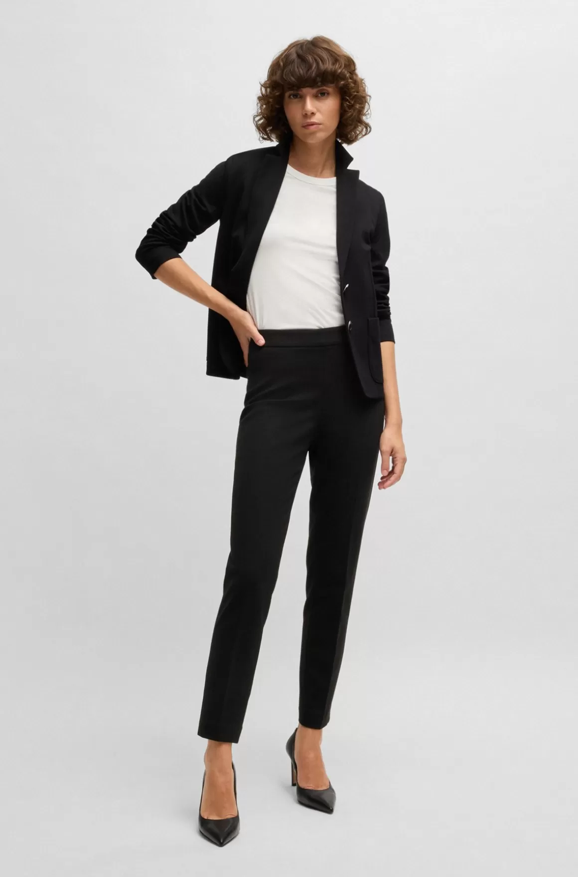 HUGO BOSS Bukser Med Regular Fit I Stof Med Stræk Og Tapered Ben