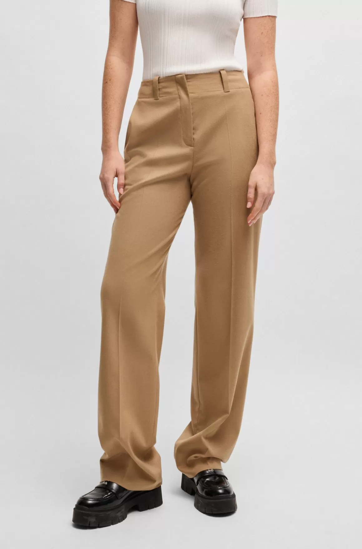 HUGO BOSS Bukser Med Regular Fit Og Brede Ben I Meleret Flannel