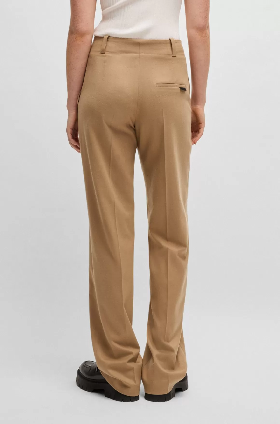 HUGO BOSS Bukser Med Regular Fit Og Brede Ben I Meleret Flannel