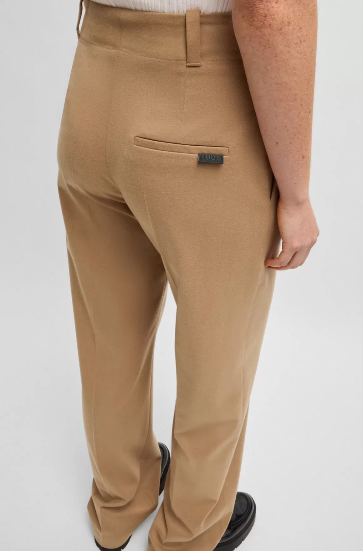 HUGO BOSS Bukser Med Regular Fit Og Brede Ben I Meleret Flannel