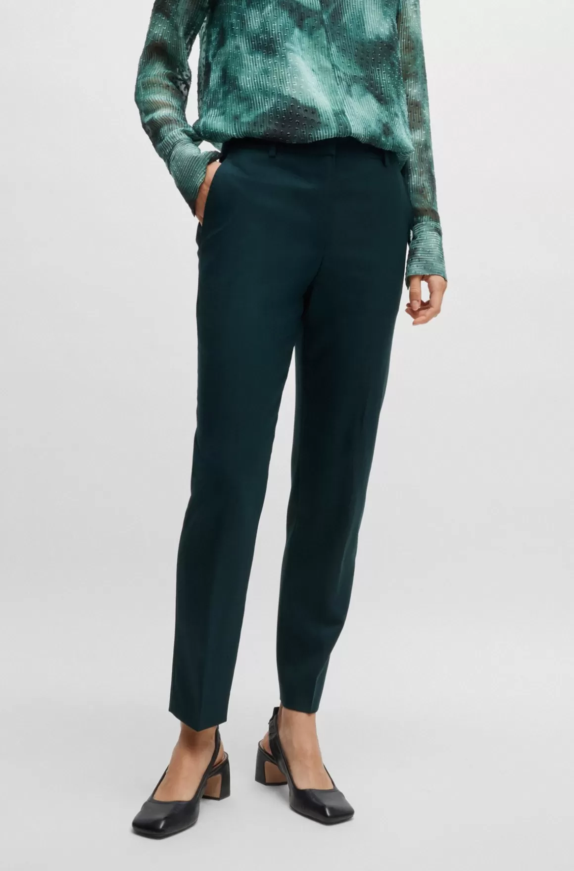 HUGO BOSS Bukser Med Relaxed Fit I Stribet Ny Uld