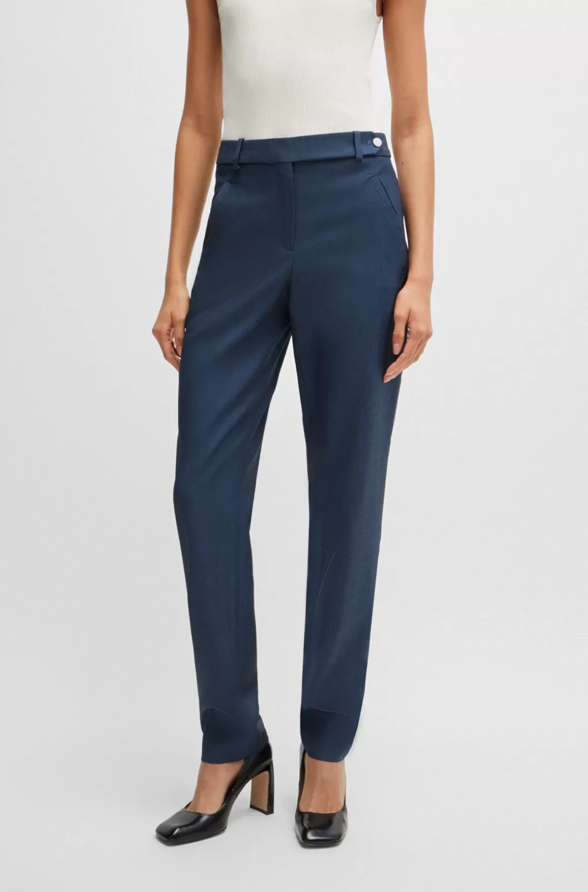 HUGO BOSS Bukser Med Relaxed Fit I Twillvævet Ny Uld Med Denimeffekt