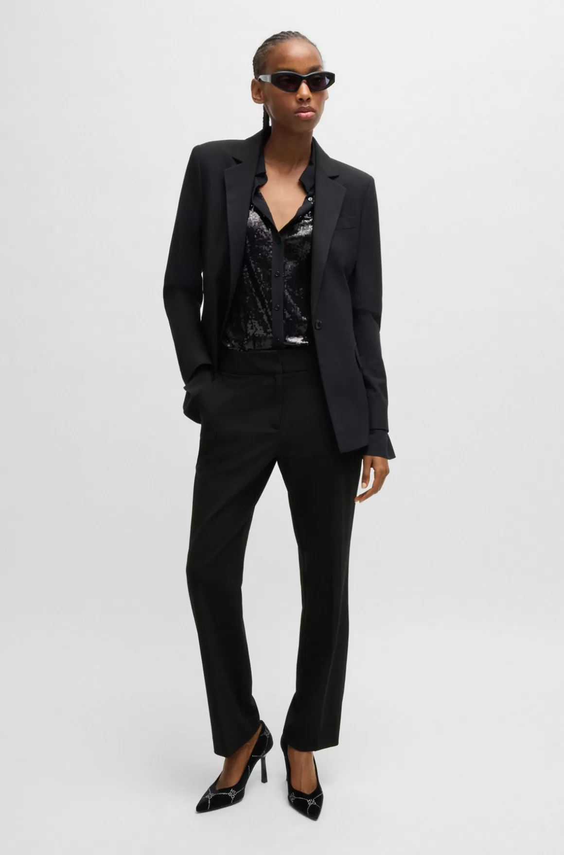 HUGO BOSS Bukser Med Slim Fit I Stof Med Stræk Og Med Logodetalje