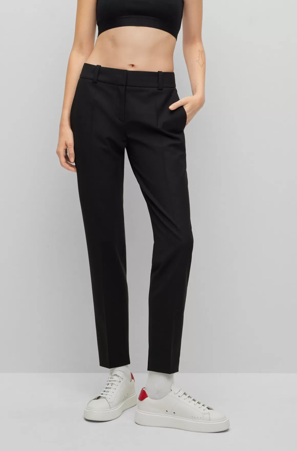 HUGO BOSS Bukser Med Slim Fit Og Slidser I Stof Med Stræk