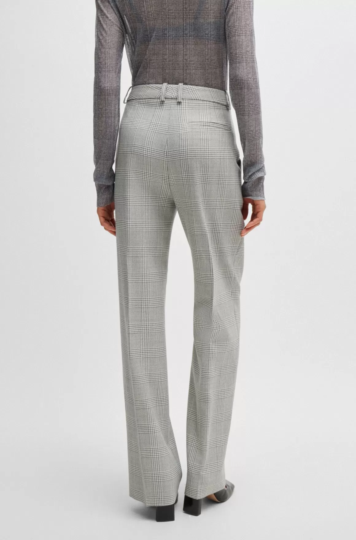 HUGO BOSS Bukser Med Straight Fit I Prince Of Wales-ternet Ny Uld