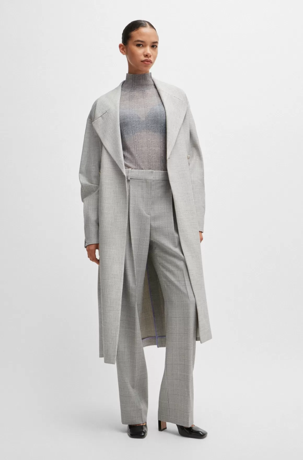 HUGO BOSS Bukser Med Straight Fit I Prince Of Wales-ternet Ny Uld