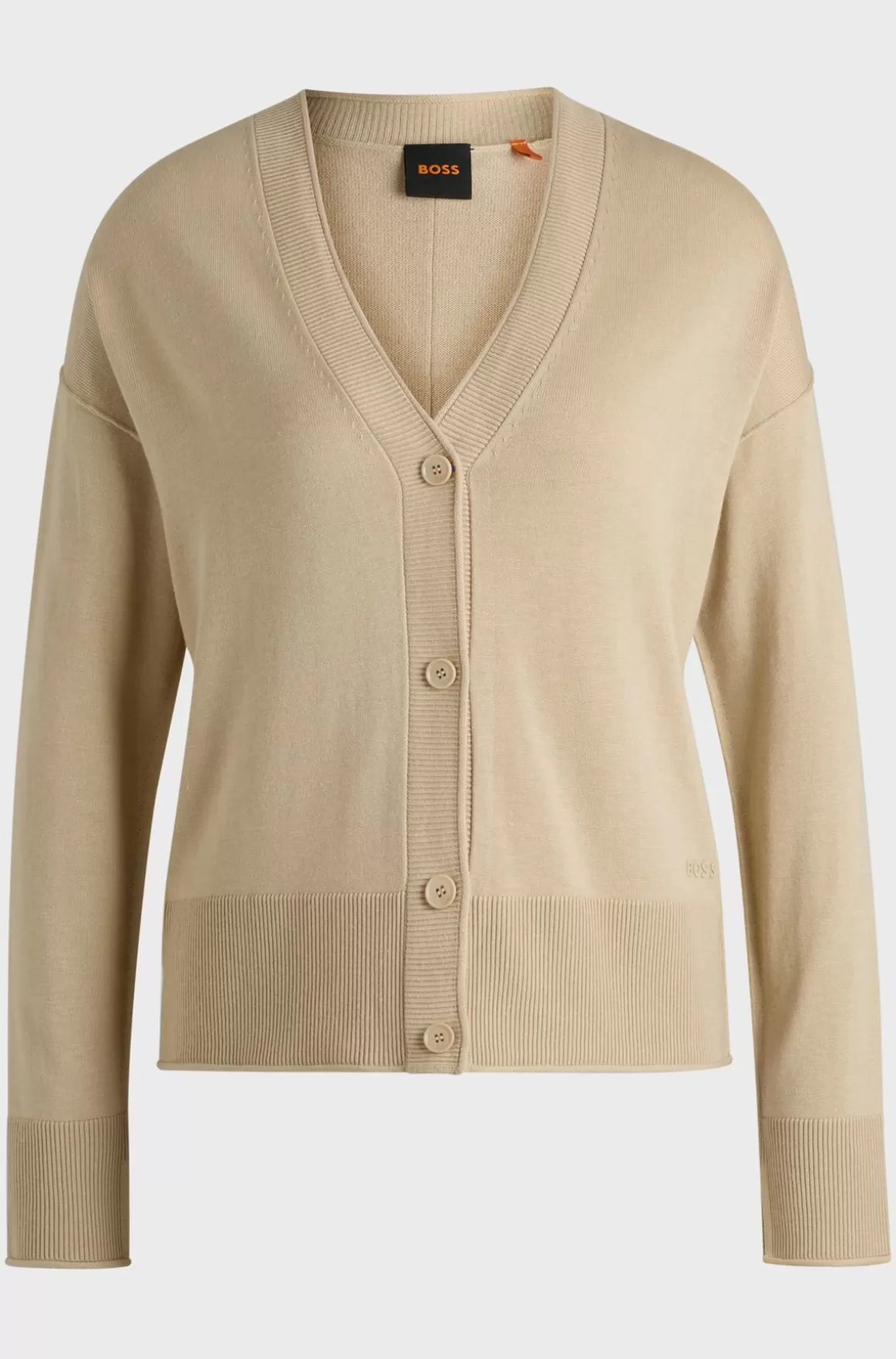 HUGO BOSS Cardigan I Blødt Garn Med Regular Fit Og Silikonelogo