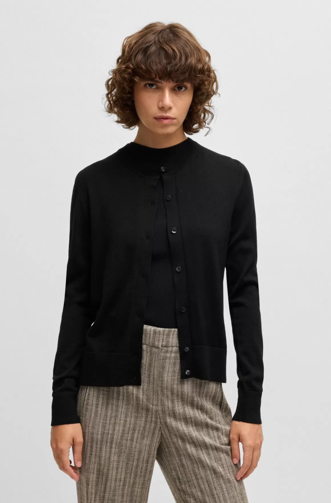HUGO BOSS Cardigan I Merinould Med Knapper