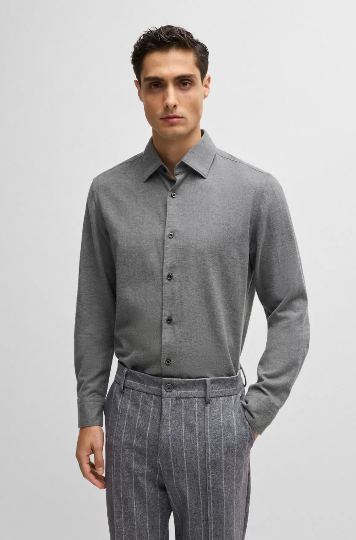 HUGO BOSS Casual Fit Skjorte Med Kent-krave I Bomuldsjersey