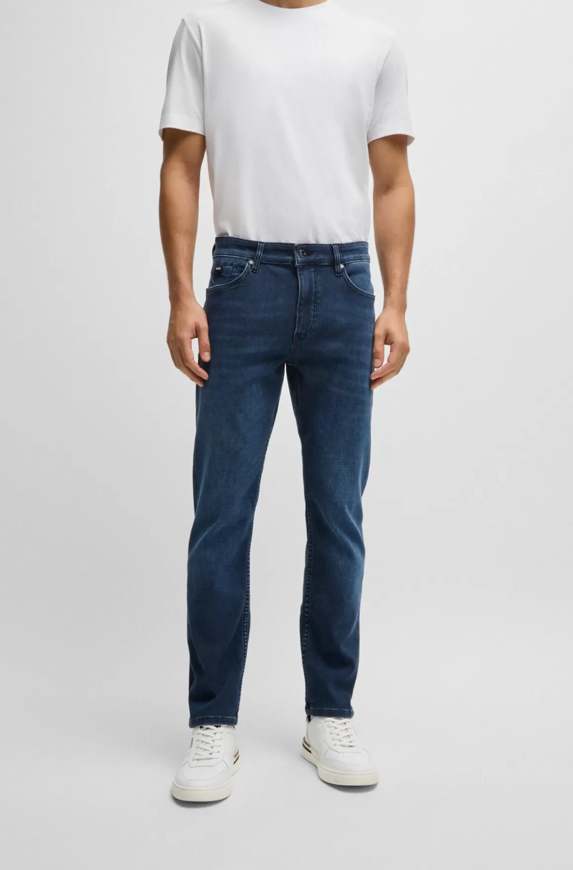 HUGO BOSS Delaware Jeans Med I Blå Strikket Denim Med Stræk