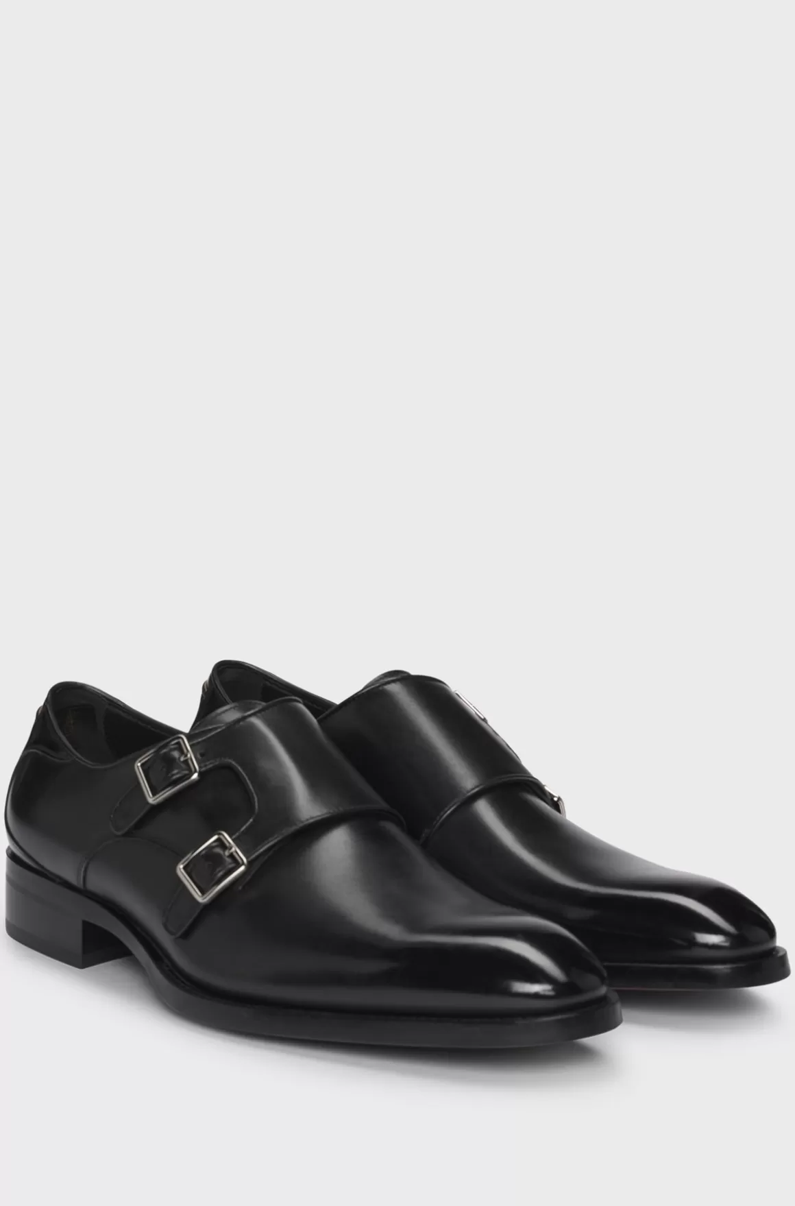 HUGO BOSS Double-strap Monk Shoes In Burnished Leather
