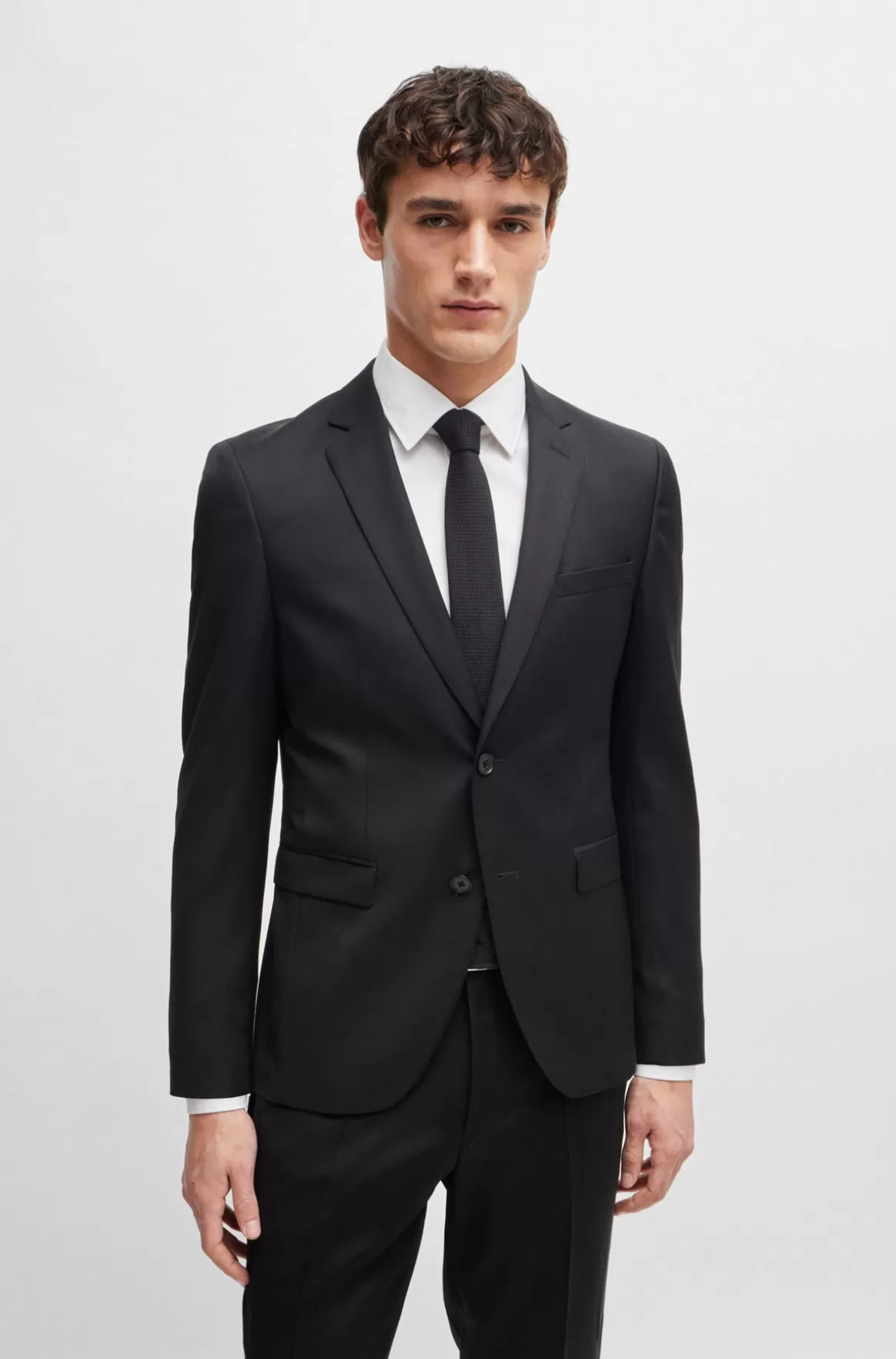 HUGO BOSS Extra Slim Fit Jakkesætsjakke I Serge Af Ny Uld