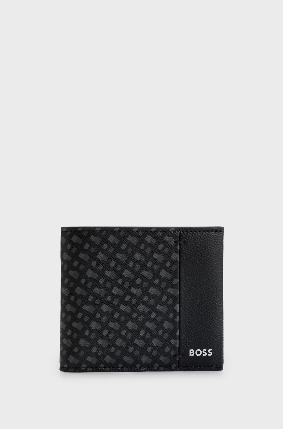 HUGO BOSS Foldepung Med Monogrampanel Og Logo I Sølvfolie