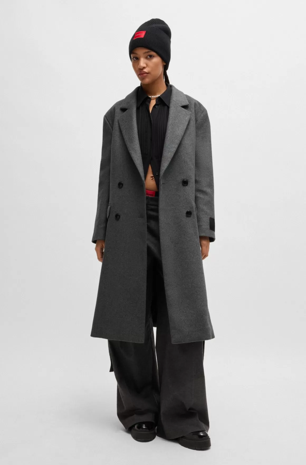HUGO BOSS Frakke Med Relaxed Fit Og Dobbeltradet Lukning