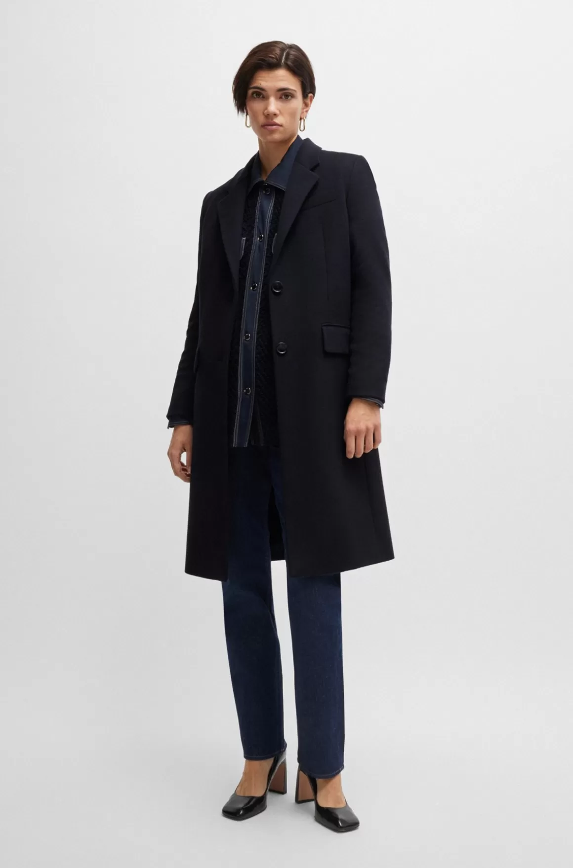 HUGO BOSS Frakke Med Slim Fit I Ny Uld Og Kashmiruld