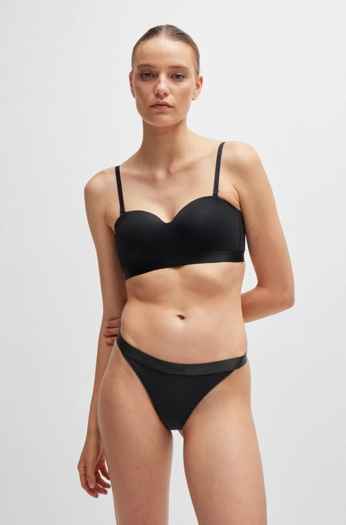 HUGO BOSS G-streng I Bomuldsblanding Med Logolinning