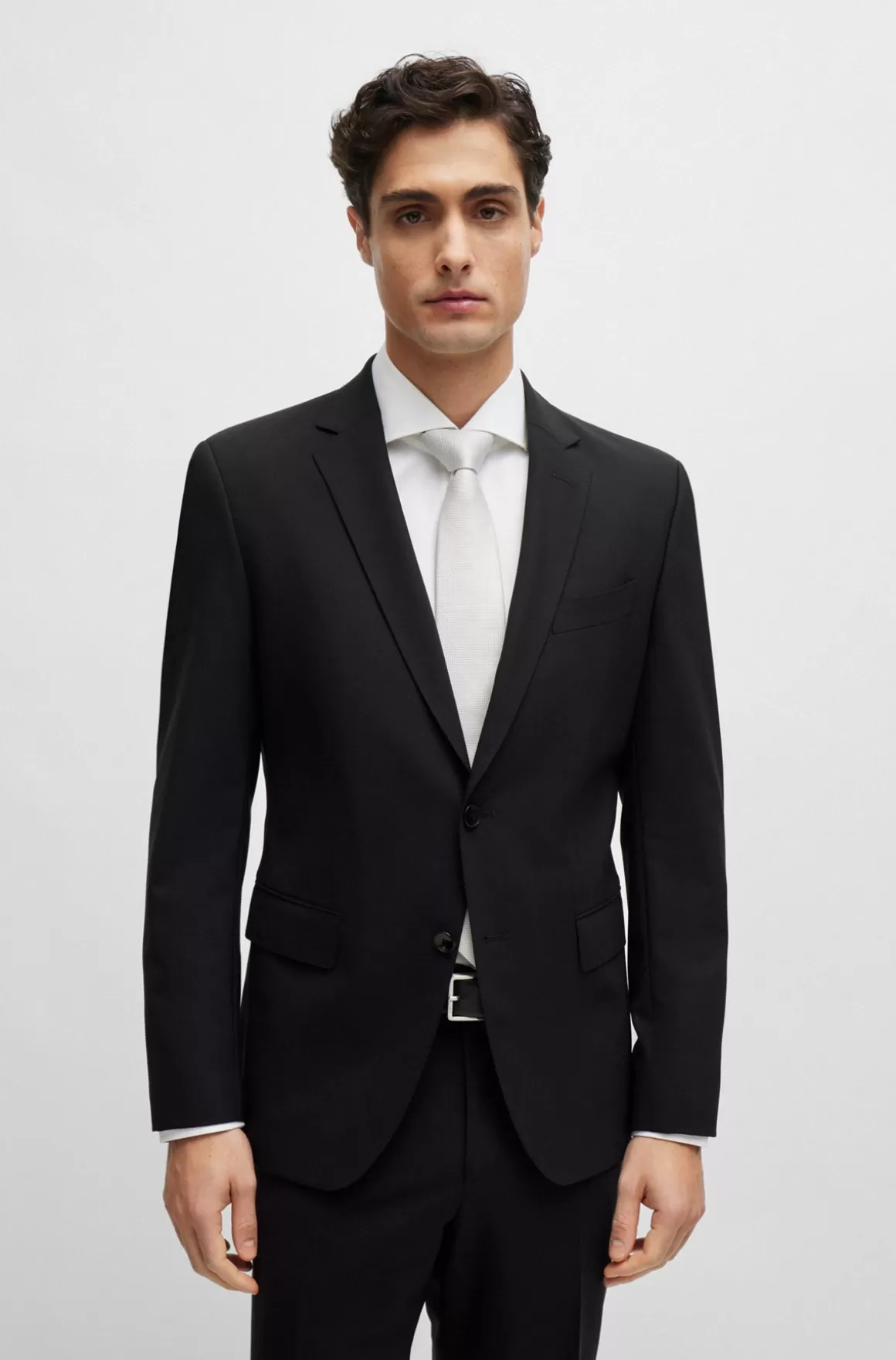HUGO BOSS Habitjakke Med Slim Fit I Ny Uld Med Stræk