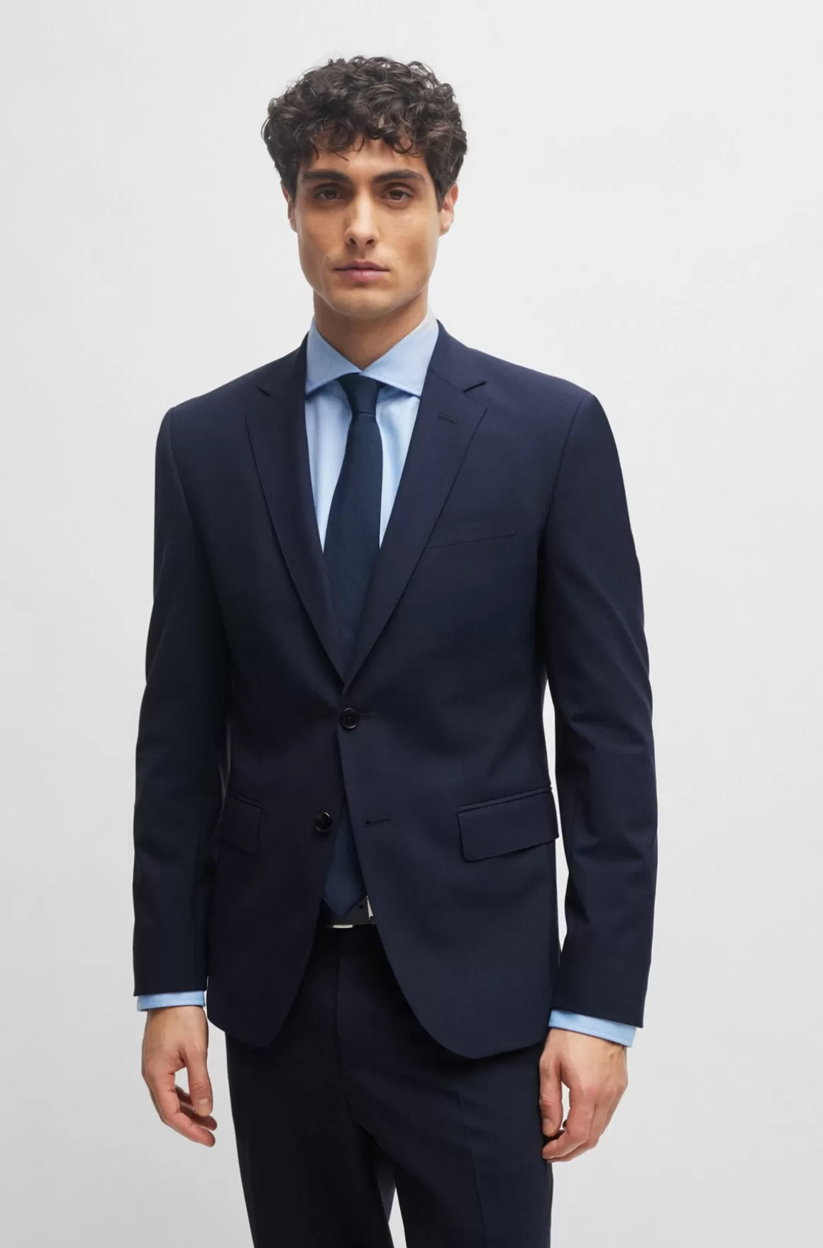 HUGO BOSS Habitjakke Med Slim Fit I Ny Uld Med Stræk