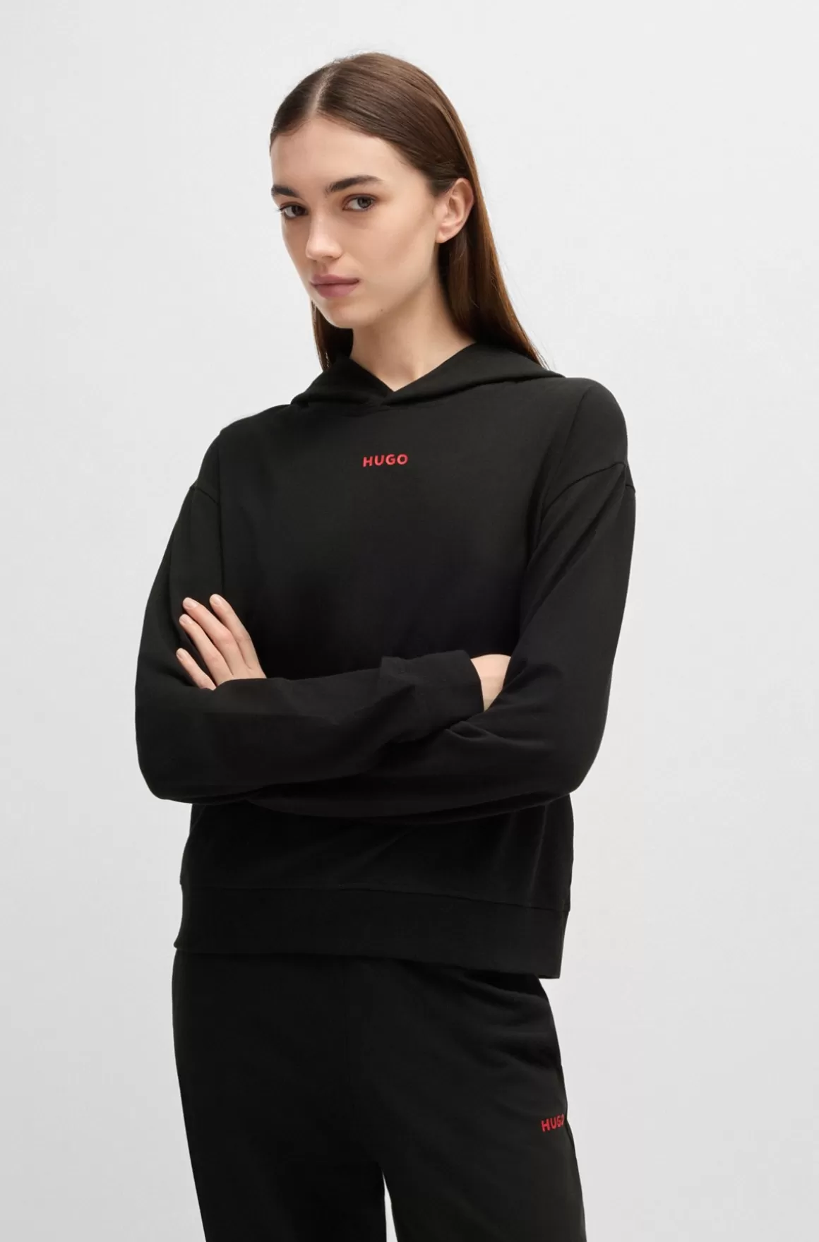 HUGO BOSS Hættetrøje I Jersey Med Stræk Og Logoprint