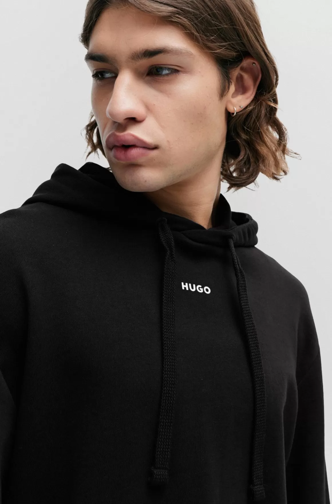 HUGO BOSS Hættetrøje I Sweatkvalitet Af Bomuld Med Relaxed Fit Og Logoprint