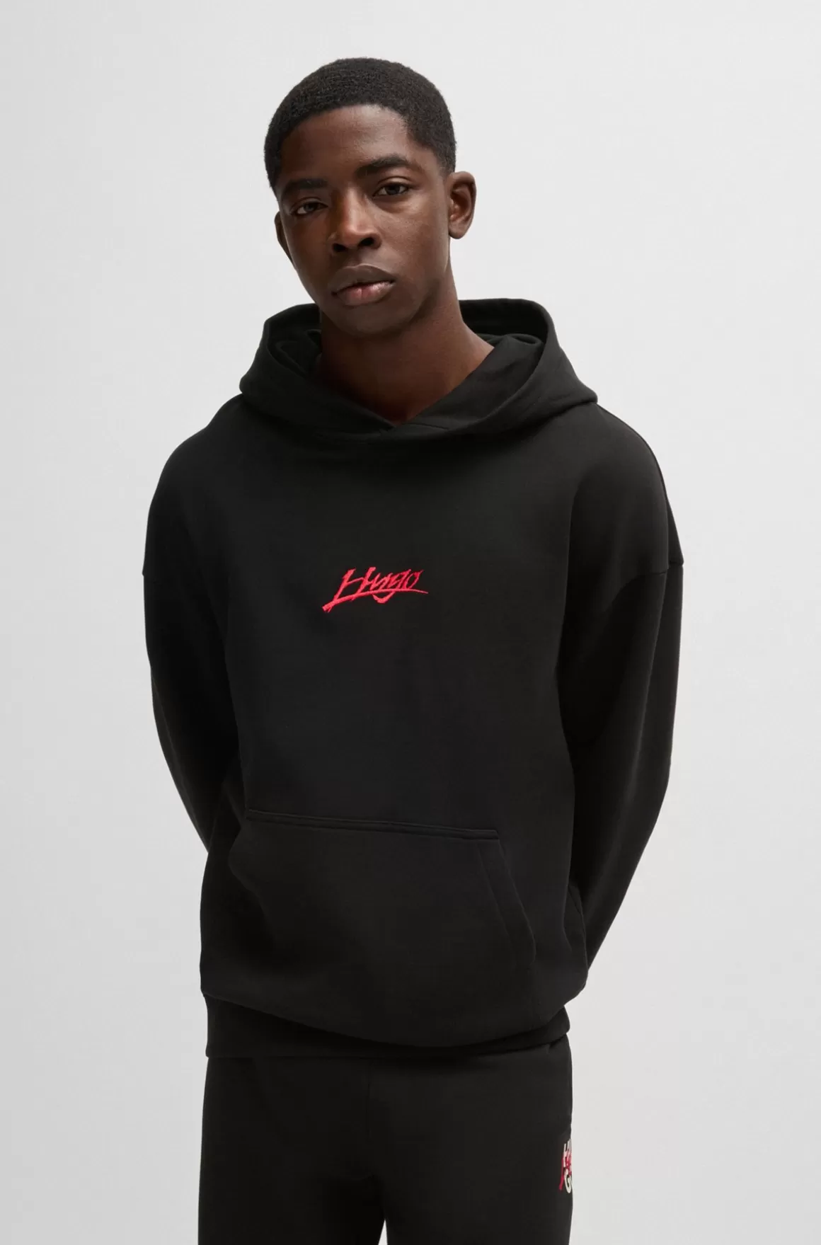 HUGO BOSS Hættetrøje I Sweatkvalitet Af Bomuld Med Relaxed Fit Og Logoprint
