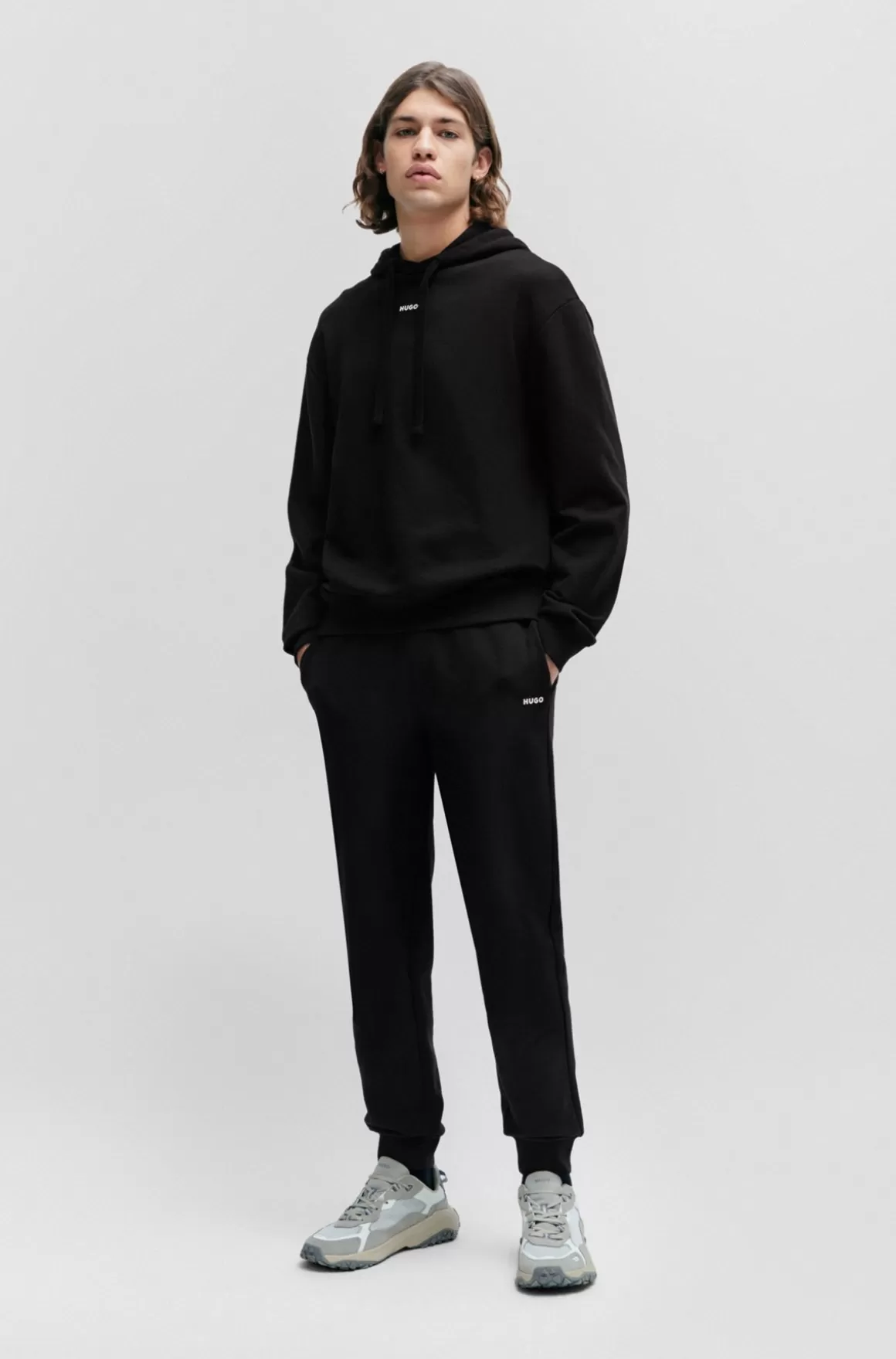 HUGO BOSS Hættetrøje I Sweatkvalitet Af Bomuld Med Relaxed Fit Og Logoprint
