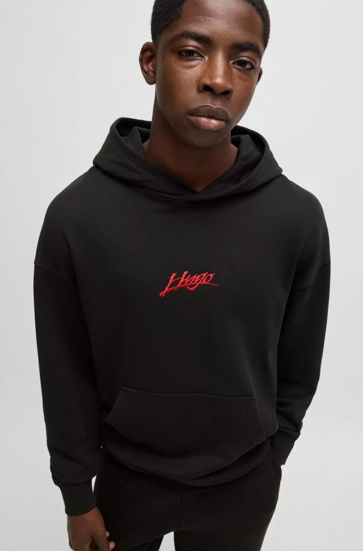 HUGO BOSS Hættetrøje I Sweatkvalitet Af Bomuld Med Relaxed Fit Og Logoprint