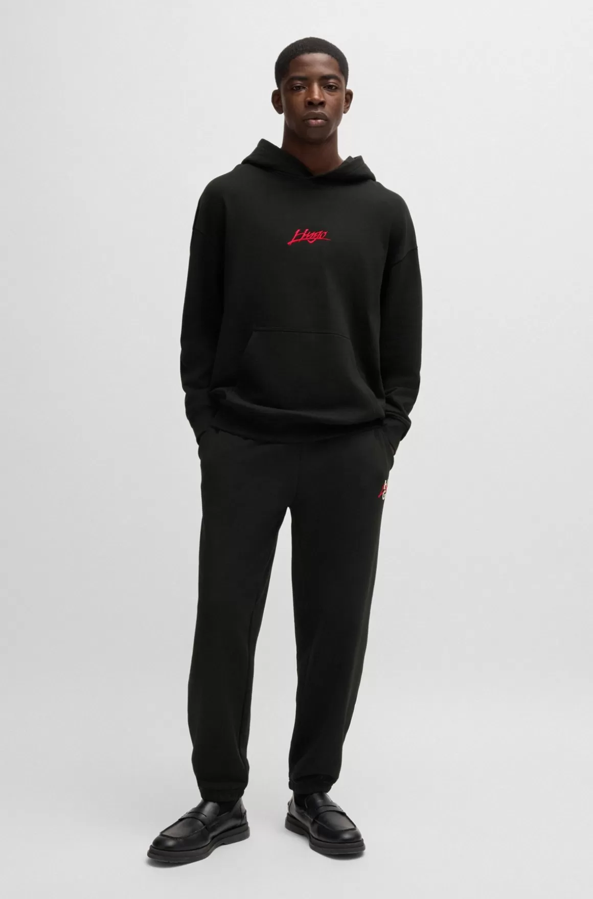 HUGO BOSS Hættetrøje I Sweatkvalitet Af Bomuld Med Relaxed Fit Og Logoprint
