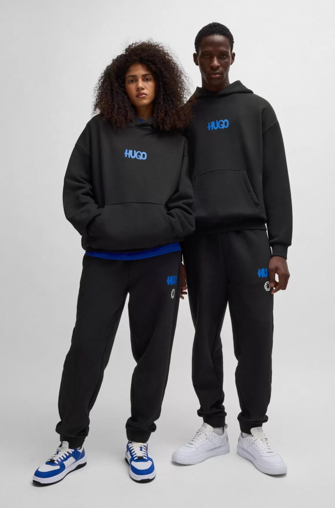 HUGO BOSS Hættetrøje I Sweatkvalitet Af Bomuld Med Smileylogo