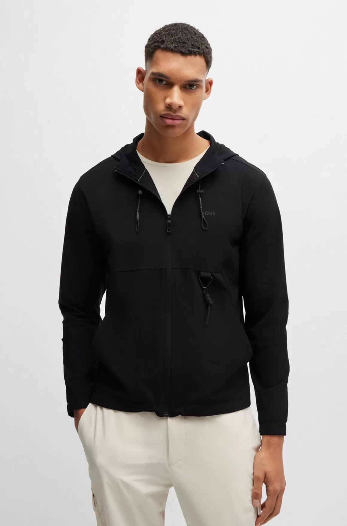 HUGO BOSS Hættetrøje Med Regular Fit, Lynlås Og Hurtigtørrende Egenskaber