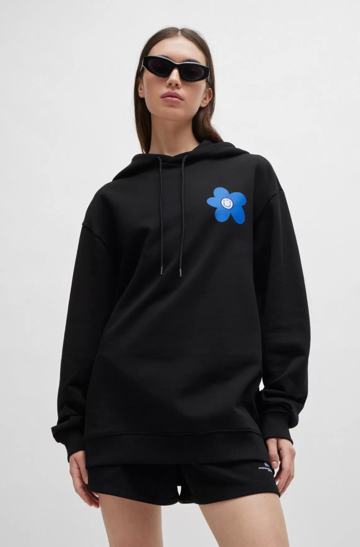 HUGO BOSS Hættetrøje Til Alle Køn I Sweatkvalitet Af Bomuld Med Blomstret Logoprint