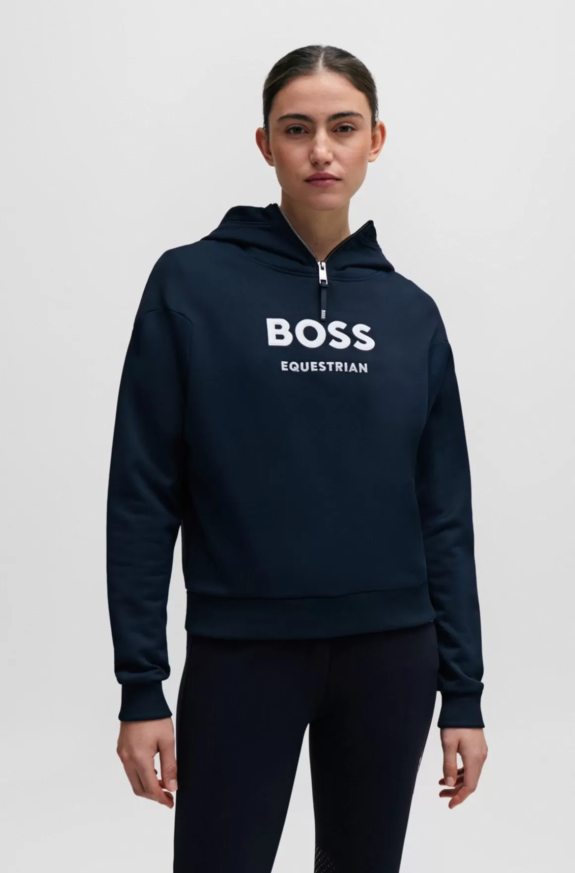 HUGO BOSS Hættetrøje Til Hestesport Med Lynlås Og Logomærke I Silikone