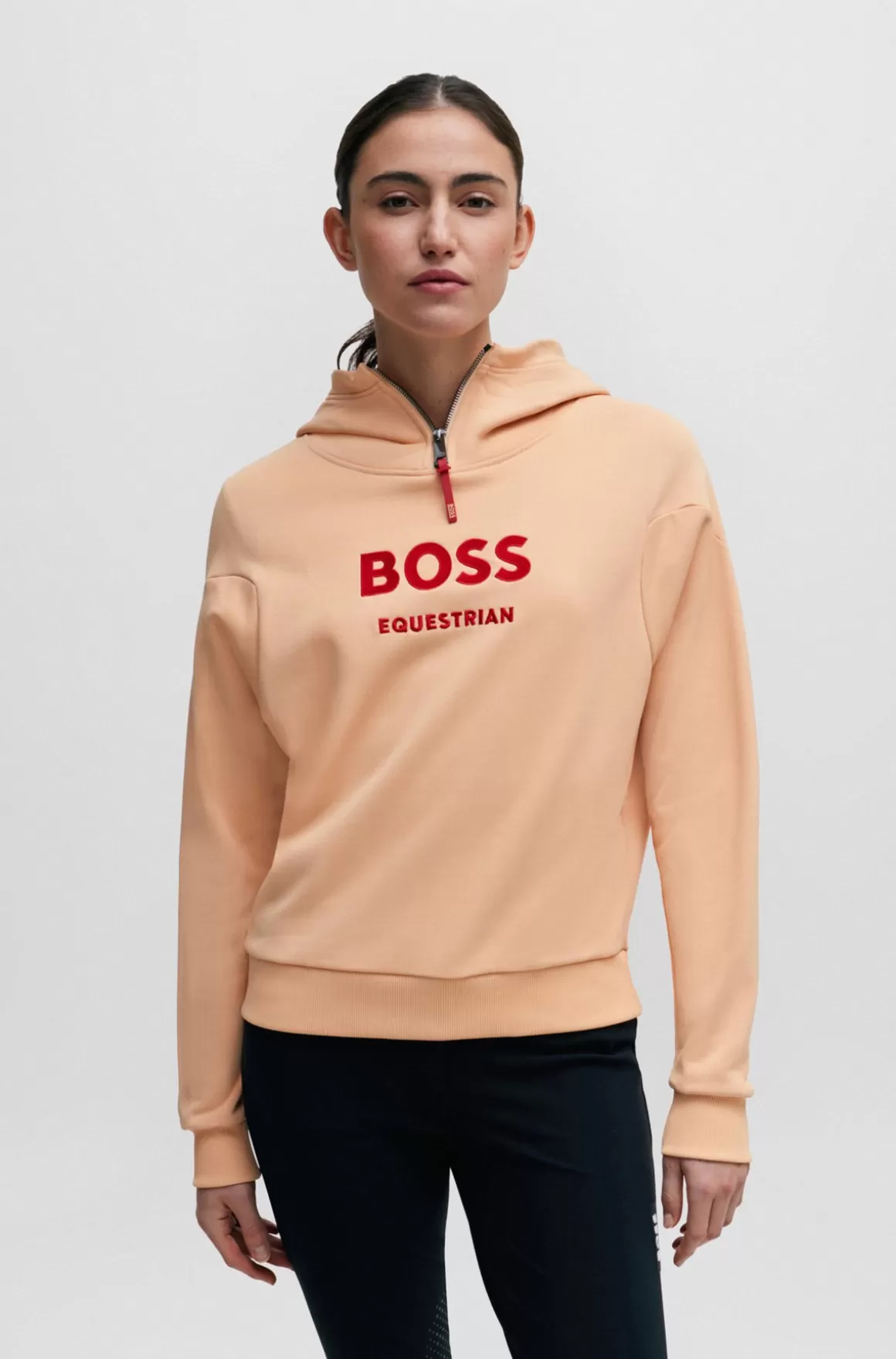 HUGO BOSS Hættetrøje Til Hestesport Med Lynlås Og Logomærke I Silikone