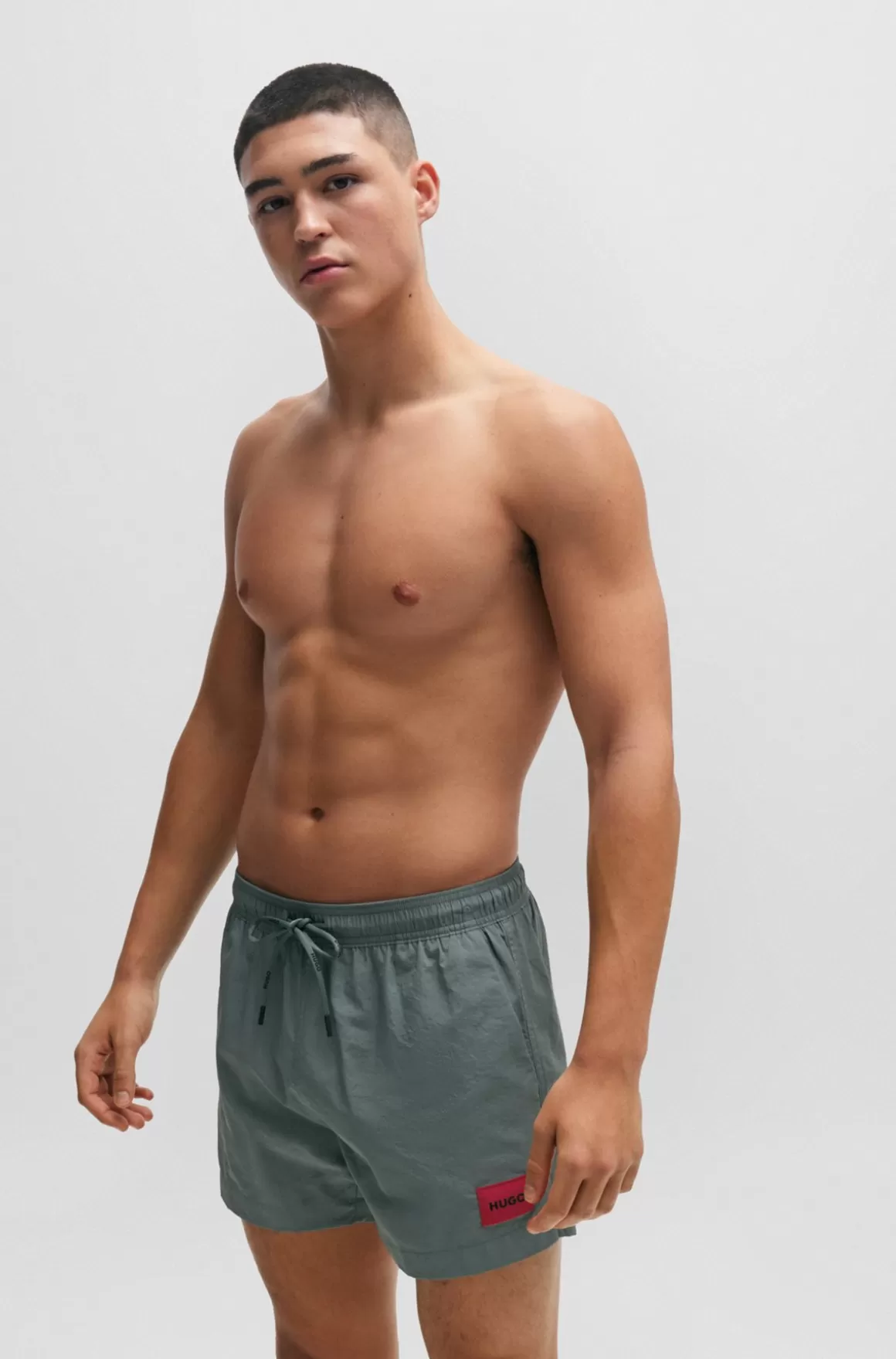 HUGO BOSS Hurtigtørrende Badeshorts Med Logomærkat