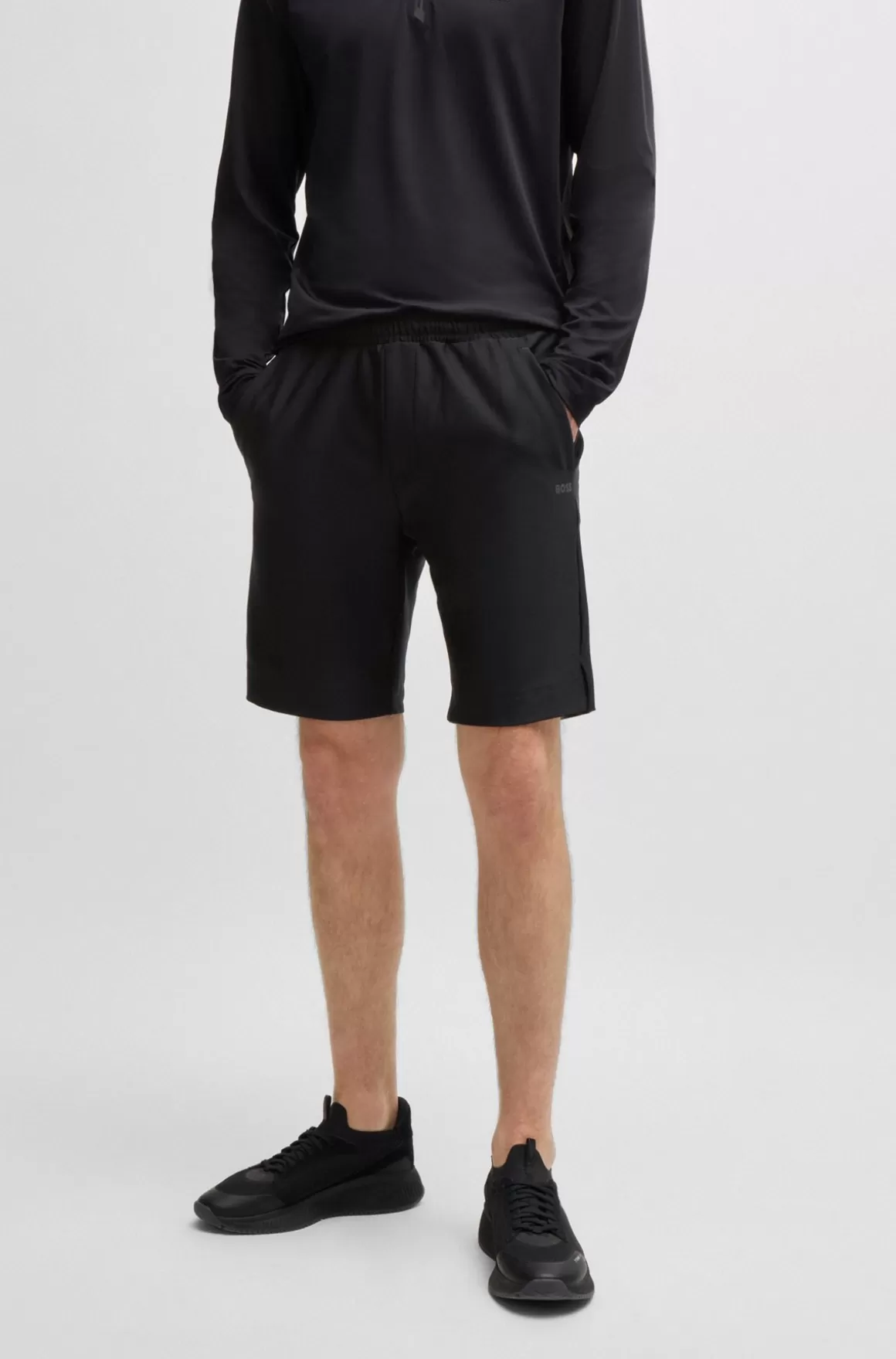 HUGO BOSS Hurtigtørrende Shorts Med Dekorativt, Reflekterende Logo