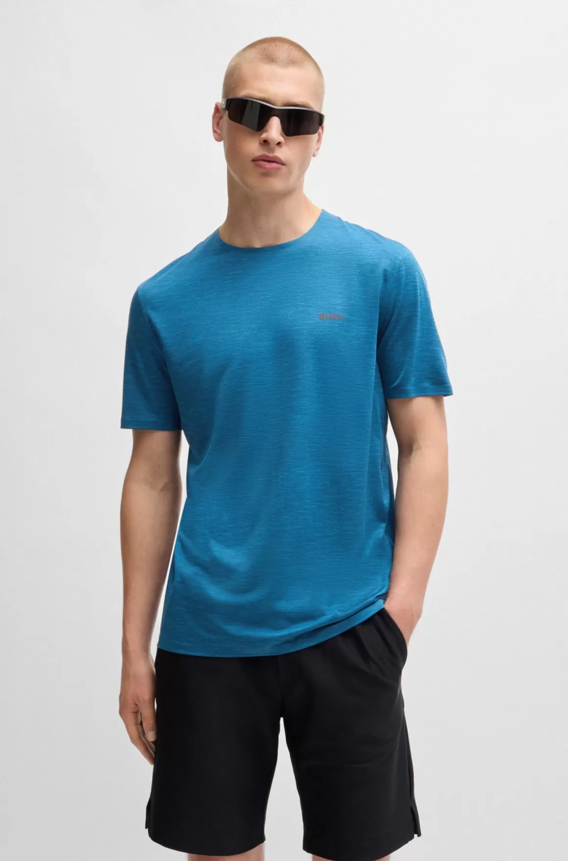 HUGO BOSS Hurtigtørrende T-shirt I Jersey Med Stræk Og Dekorativ Reflekterende Grafik
