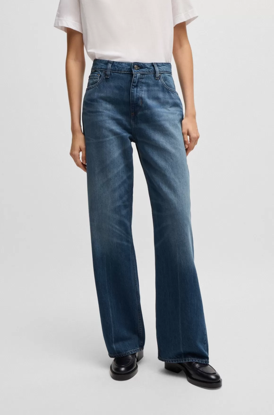 HUGO BOSS Indigojeans I Denim Af Bomuldsblanding