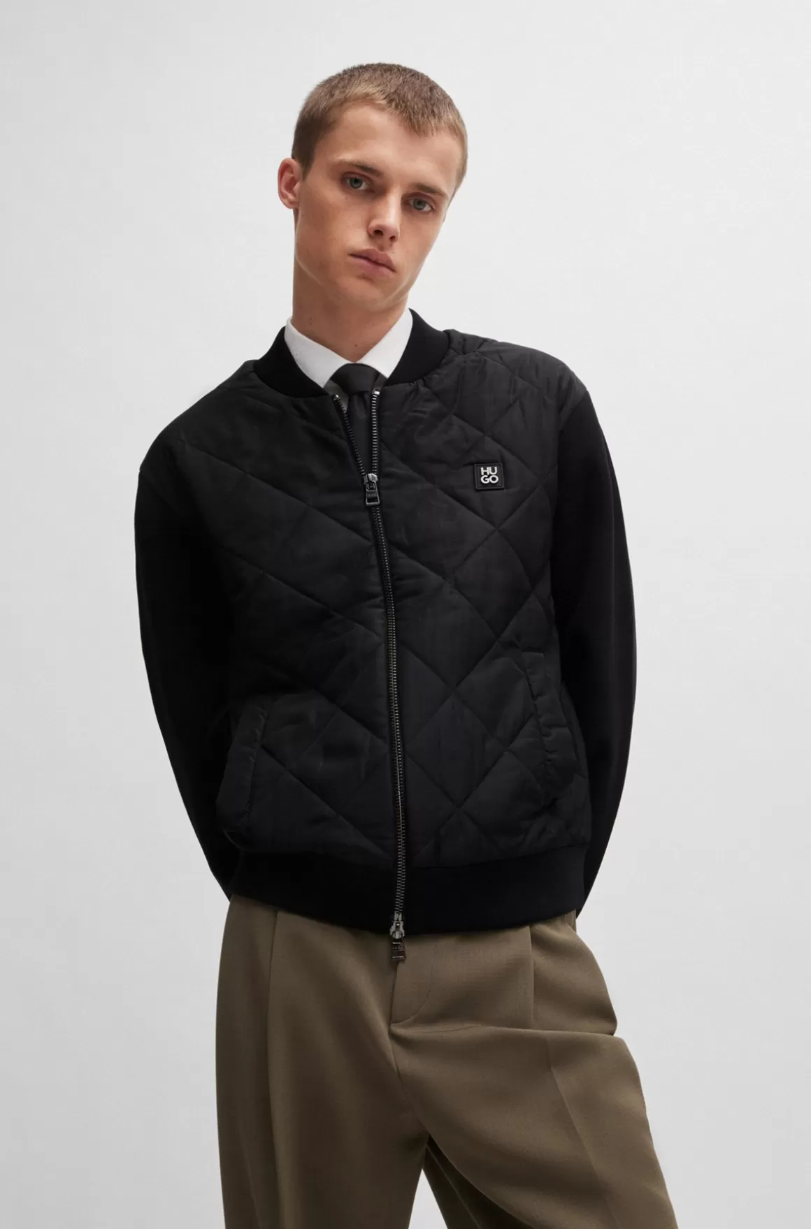 HUGO BOSS Jakke I Blandede Materialer Med Stablet Logo