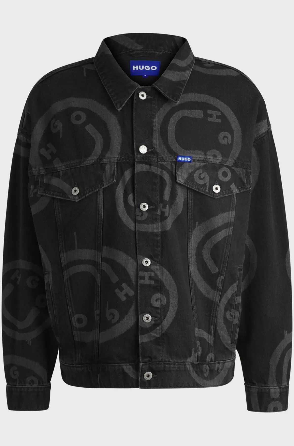 HUGO BOSS Jakke I Denim Med Relaxed Fit Og Happy HUGO Logo