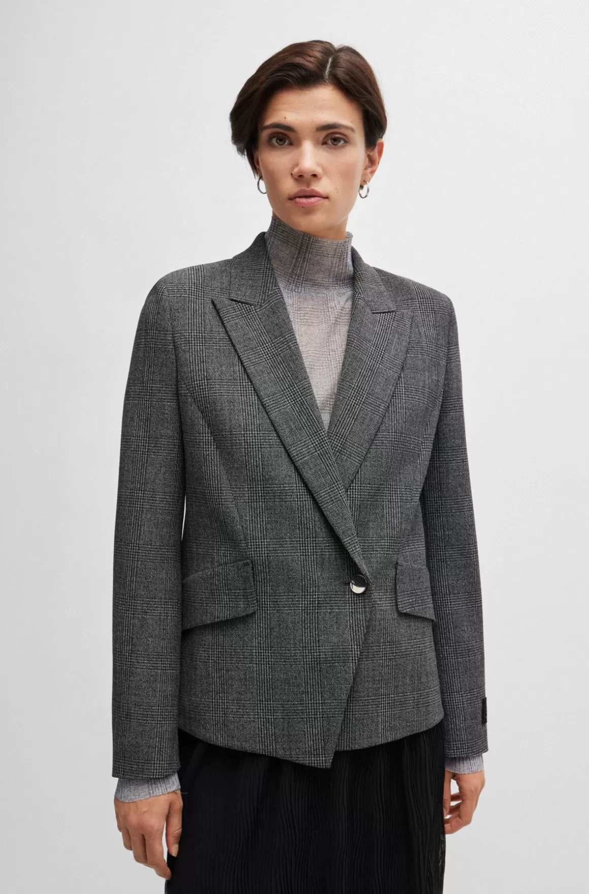 HUGO BOSS Jakke I Ternet Stof Med Regular Fit Og Spids Revers