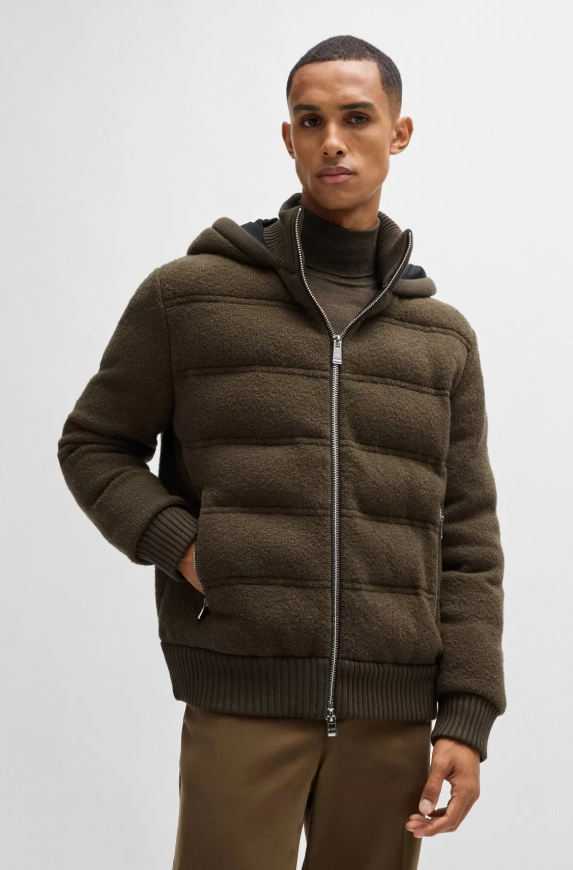 HUGO BOSS Jakke I Uldblanding Med Relaxed Fit Og Dobbelt B-monogram