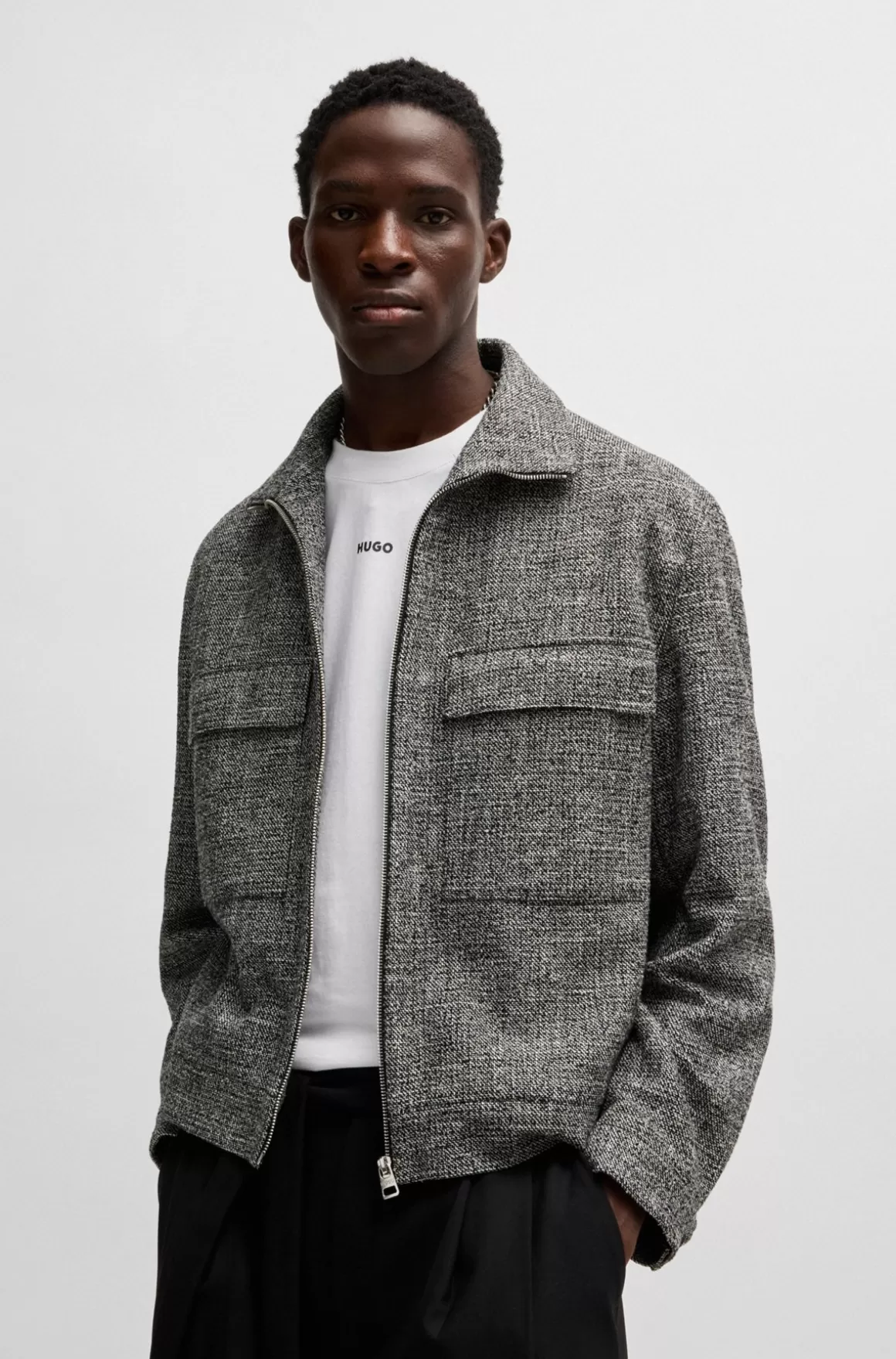 HUGO BOSS Jakke Med Modern Fit I Moulinétweed
